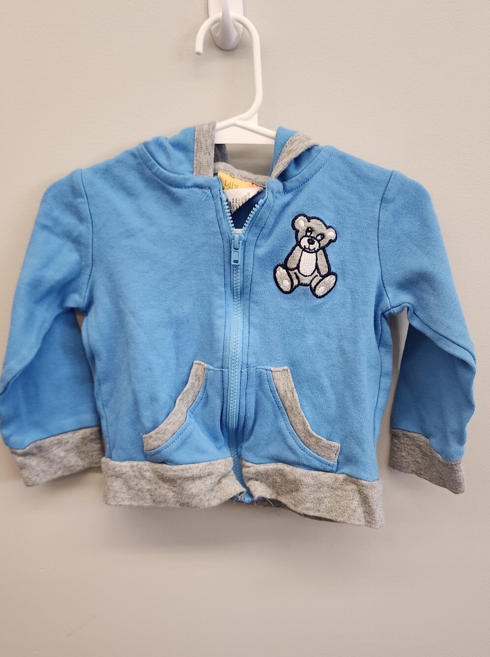 Lily & Dan Baby Bear Ear Hoodie Blue Gray Zip Up 6-12M